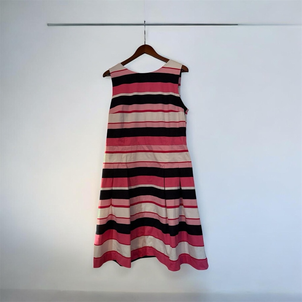 Talbots Sleeveless Pink and Black Striped A-Line Dress